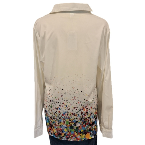 BELLE Lily Long Sleeve Button Down With Rainbow Colors Size M - Picture 8 of 14